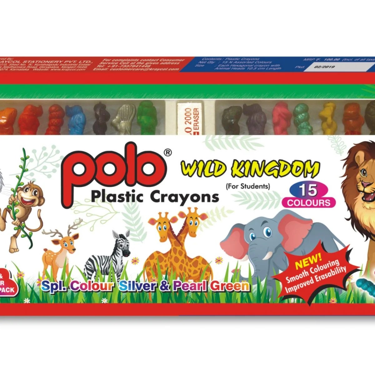 Animal Kingdom Plastic Crayons 15 Shades